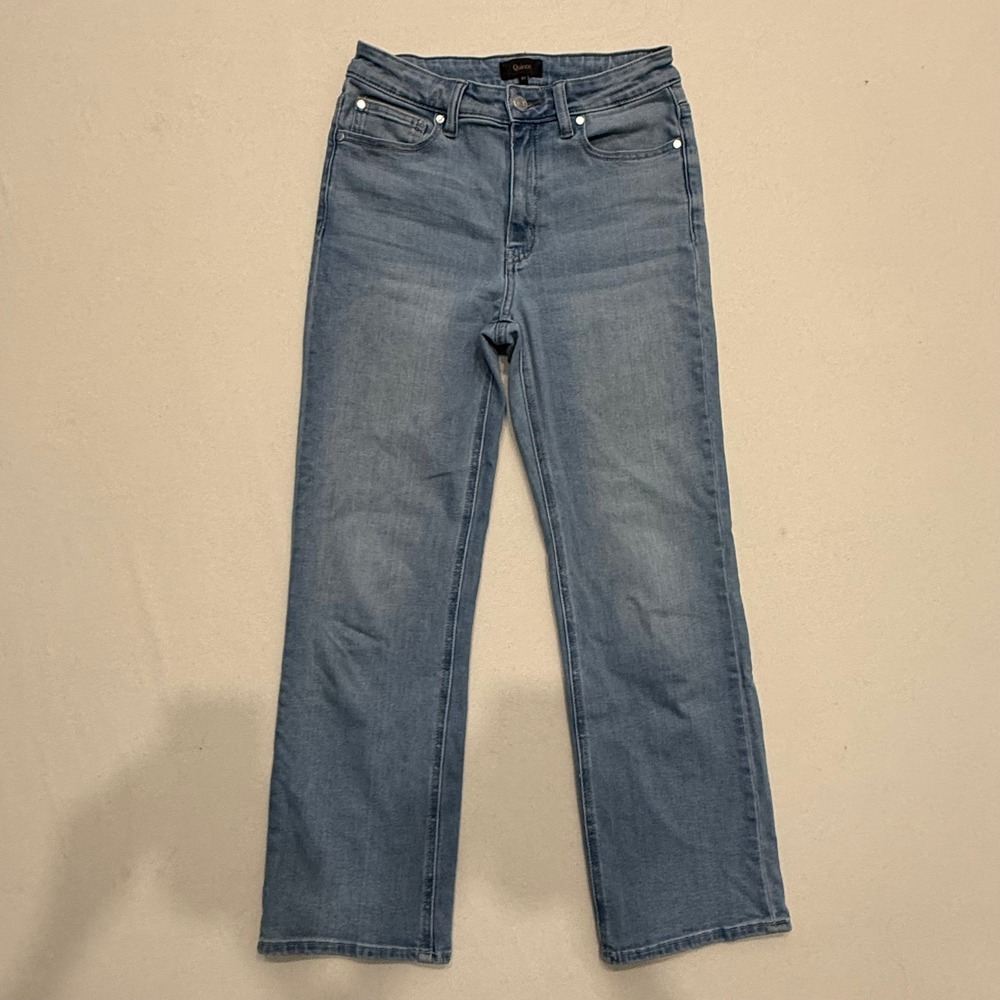 Quince Bella Stretch Straight Jeans Frosted Blue Organic Cotton Size 27